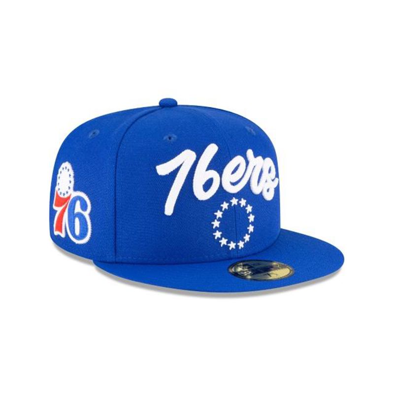 NBA Philadelphia 76ers Draft Alternate 59Fifty Fitted (YLA2713) - Blue New Era Caps